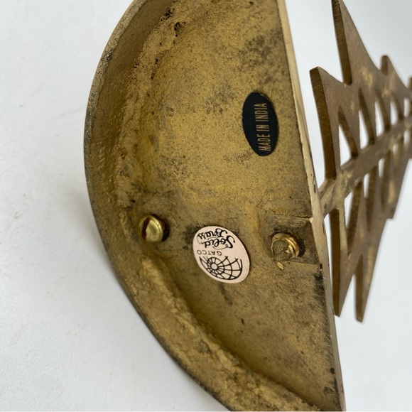 VTG Gatco Solid Brass Christmas Tree Holiday Taper Candle Holder Made In India - Picture 8 of 16